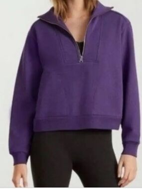 Everlane organic cotton Purple half-Zip Pullover sweatshirt top XXS oversized
